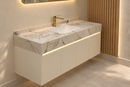 60'' Single Sink Floating Vanity | grey and gold veining | Sintered Stone Top| Motion-Sensor Waterproof LED/ 004
