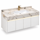 60'' Single Sink Floating Vanity | grey and gold veining | Sintered Stone Top| Motion-Sensor Waterproof LED/ 004