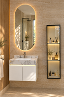 24'' 40'' Floating Vanity | grey and gold veining | Sintered Stone Top| Motion-Sensor Waterproof LED/ 004