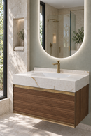 36'' Floating Vanity | Sintered Stone Platform Top | Motion-Sensor Waterproof LED | 007