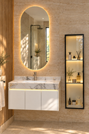 24'' 40'' Floating Vanity | grey and gold veining | Sintered Stone Top| Motion-Sensor Waterproof LED/ 004