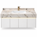 60'' Single Sink Floating Vanity | grey and gold veining | Sintered Stone Top| Motion-Sensor Waterproof LED/ 004
