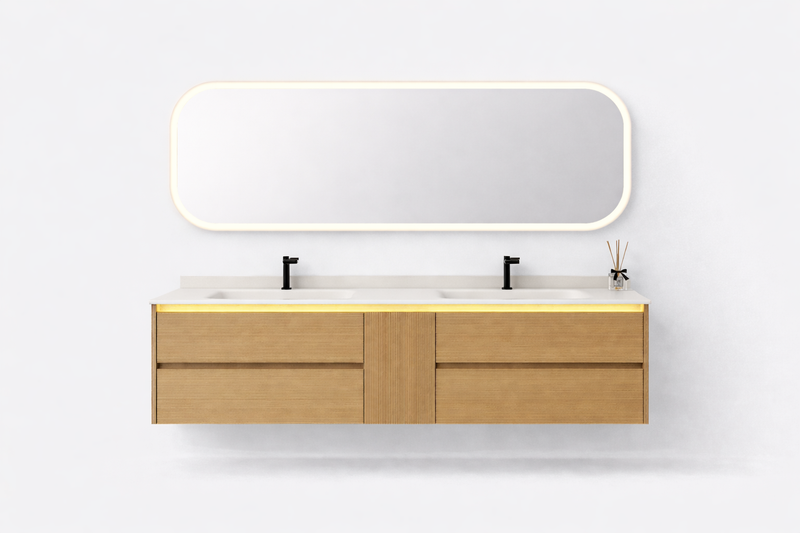 Linkaa Vanity 36'' 71''- Floating Vanity | Sintered Stone Top | Motion-Sensor Waterp