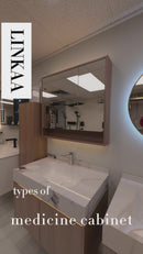 Linkaa - 32'' & 36'' Premium solid wood mirror cabinet, wood color with LED
