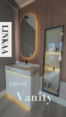 24'' 30'' 36'' Flooring Vanity | grey and gold veining | Sintered Stone Top| Motion-Sensor Waterproof LED/ 104