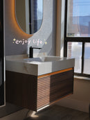 36'' Floating Vanity | Sintered Stone Platform Top | Motion-Sensor Waterproof LED | 007