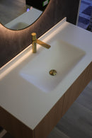 Linkaa- Solid Wood Vanity | Matte White Sintered Stone Top | Motion-Sensor Waterproof LED