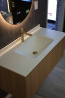 Linkaa- Solid Wood Vanity | Matte White Sintered Stone Top | Motion-Sensor Waterproof LED