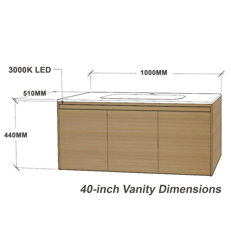 Linkaa- Solid Wood Vanity | Matte White Sintered Stone Top | Motion-Sensor Waterproof LED