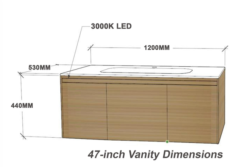 Linkaa- Solid Wood Vanity | Matte White Sintered Stone Top | Motion-Sensor Waterproof LED