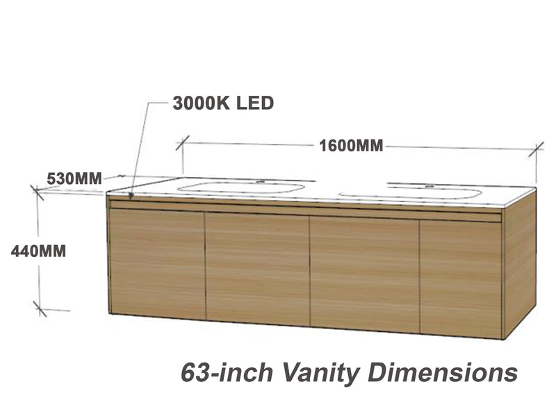 Linkaa- Solid Wood Vanity | Matte White Sintered Stone Top | Motion-Sensor Waterproof LED |  Double Basin