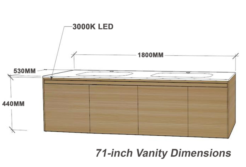 Linkaa- Solid Wood Vanity | Matte White Sintered Stone Top | Motion-Sensor Waterproof LED |  Double Basin