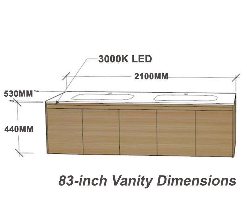 Linkaa- Solid Wood Vanity | Matte White Sintered Stone Top | Motion-Sensor Waterproof LED |  Double Basin