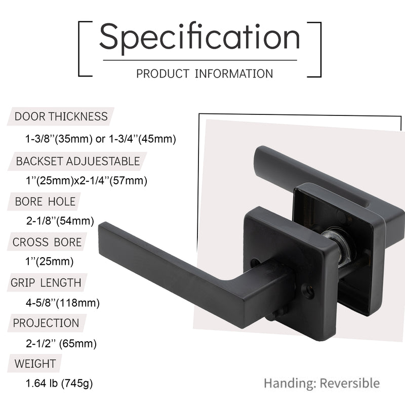 Tobo Door Handle Lever Set -Matte Black