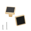 Cabinet Pulls Square Shape with Black Leather