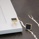 Cabinet Pulls Square Shape with Black Leather