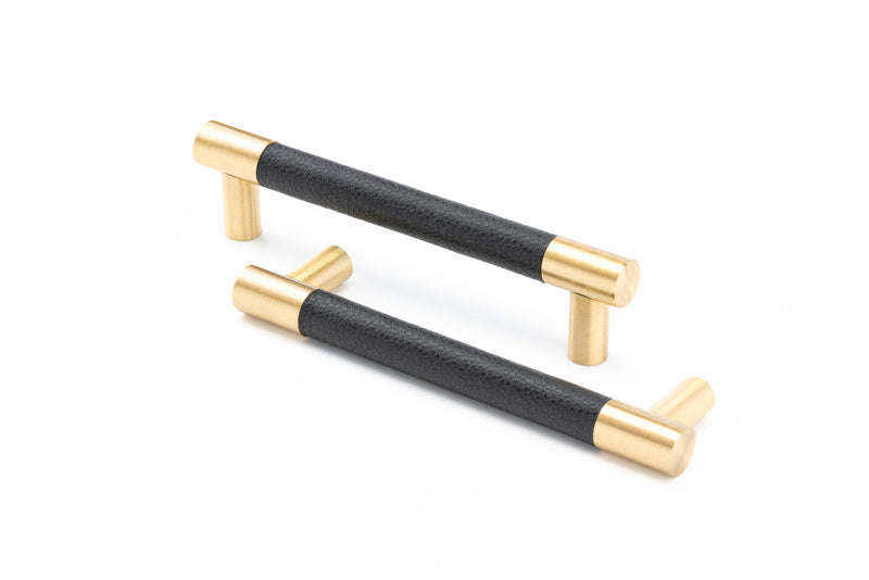 Cabinet Pulls Brushed Brass with Leather