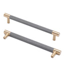 Cabinet Pulls Brushed Brass with Gray Knurled