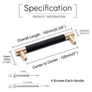 Cabinet Pulls Brushed Brass with Black Knurled