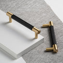 Cabinet Pulls Brushed Brass with Black Knurled