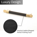 Cabinet Pulls Brushed Brass with Leather