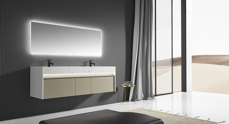 Sky Line - 63''Bathroom Vanity with Matte White Top and LED