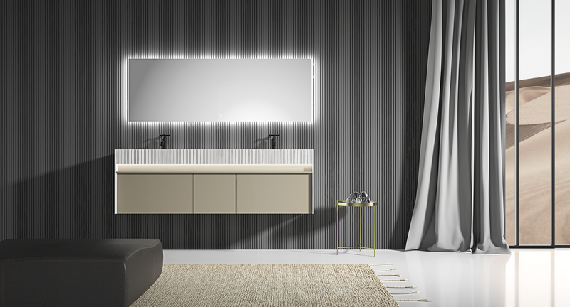 Sky Line - 63''Bathroom Vanity with Matte White Top and LED