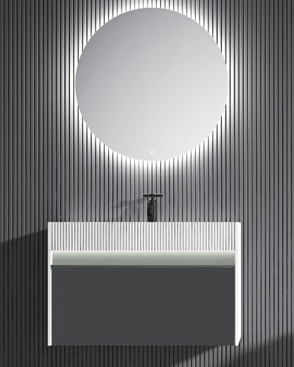 Sky Line - 32''Bathroom Vanity with Matte White Top and LED