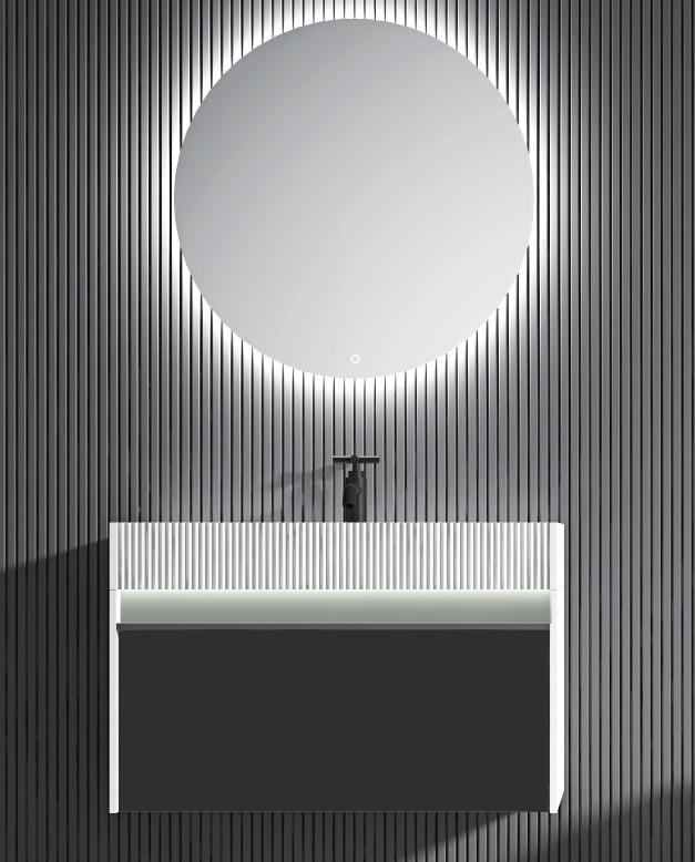 Sky Line - 32''Bathroom Vanity with Matte White Top and LED