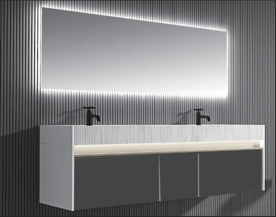 Sky Line - 63''Bathroom Vanity with Matte White Top and LED