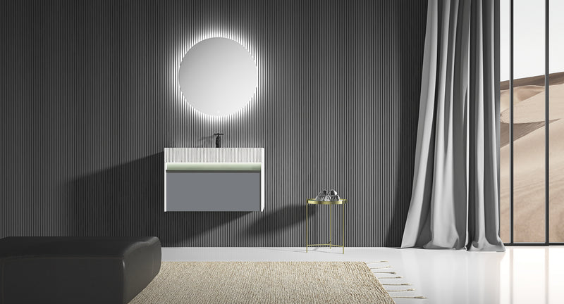 Sky Line - 32''Bathroom Vanity with Matte White Top and LED