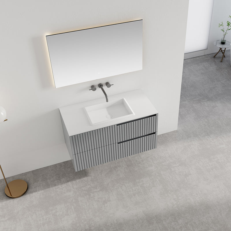 40''Bathroom Vanity with Matte White Top